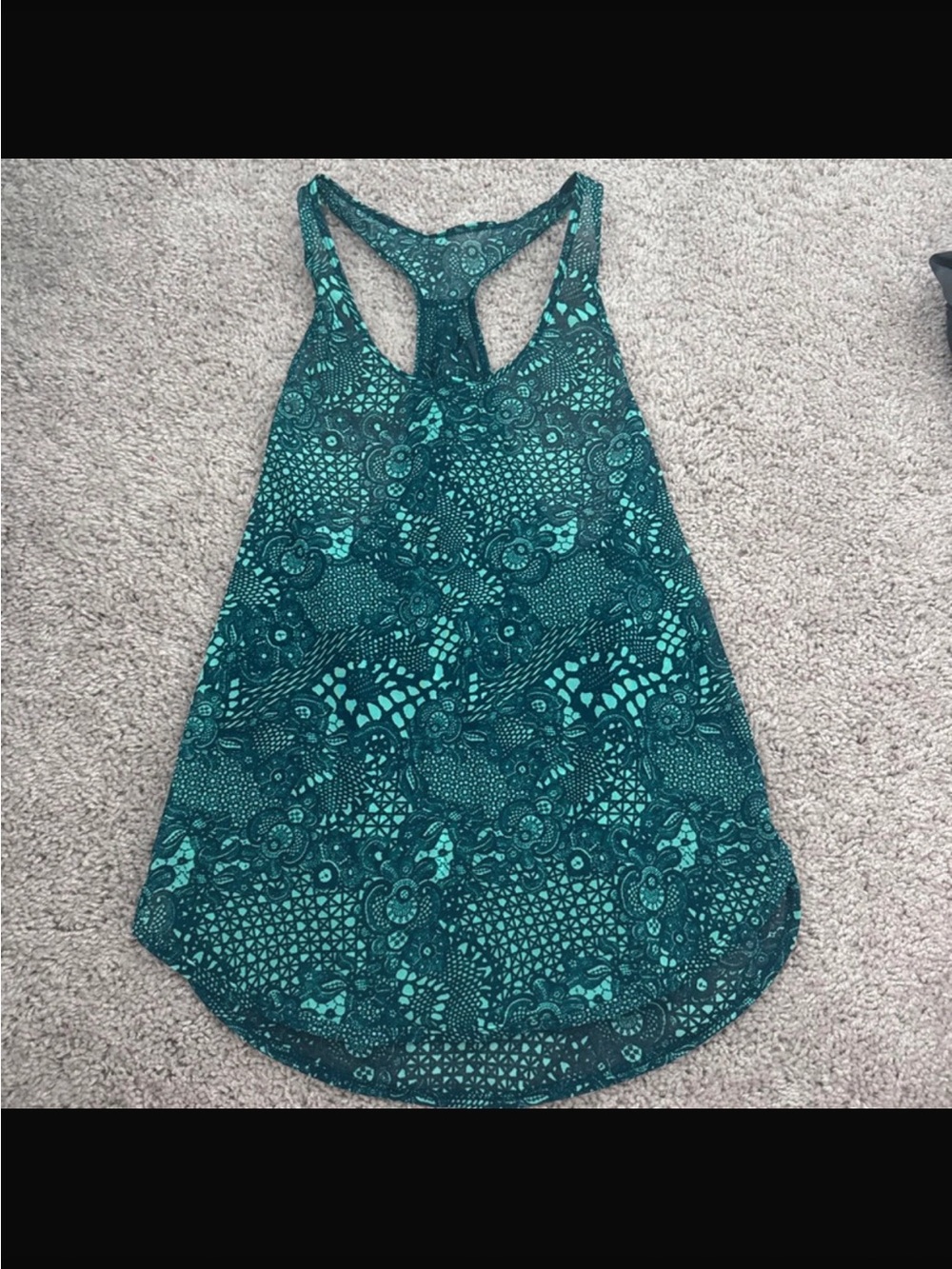 lululemon athletica Teal Green Patterned Racerback Tank